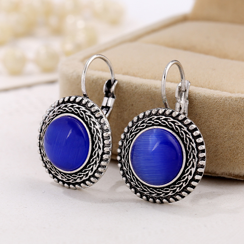 Pendientes boho con piedras ojo de gato estilo vintage