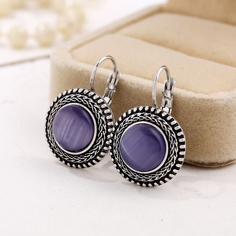 Pendientes boho con piedras ojo de gato estilo vintage