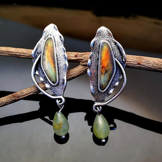 Pendientes vintage con labradorita y prehnita