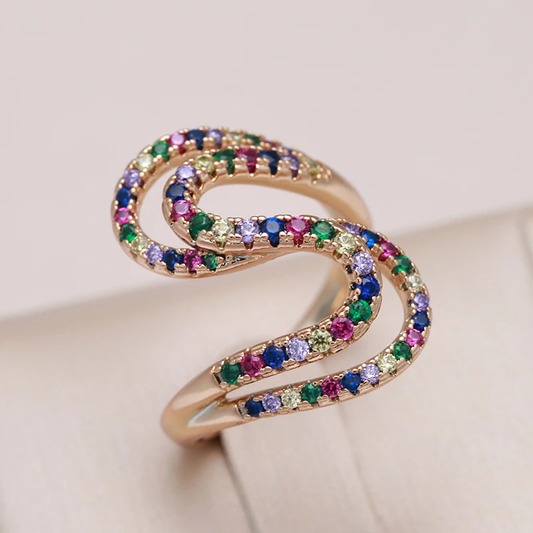 Anillo elegante con circonitas de colores