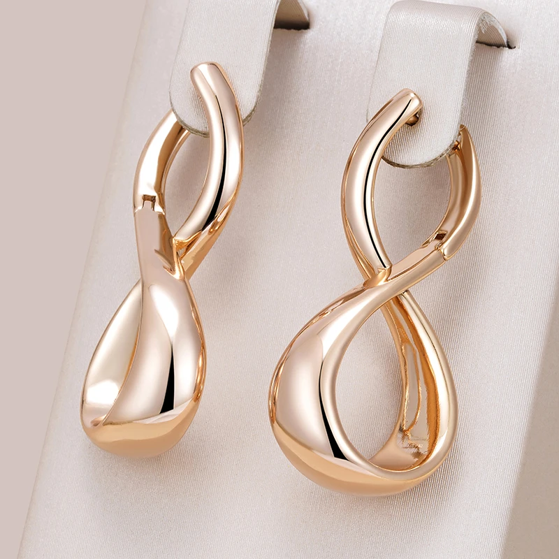 Pendientes de Aro Elegantes en Forma de Lágrima con Acabado Rosado