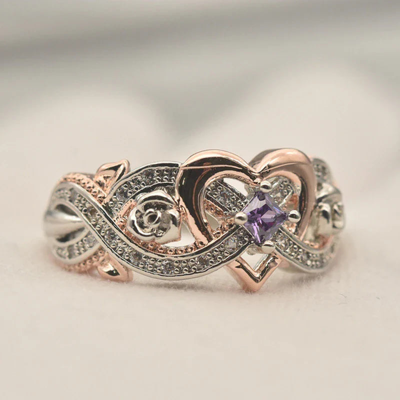 Anillo de Acero Inoxidable con Diseño de Corazón e Infinito