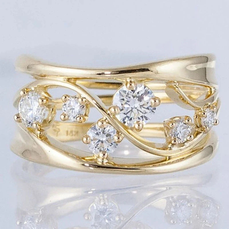 Anillo Chapado en Oro con Circonia Cúbica