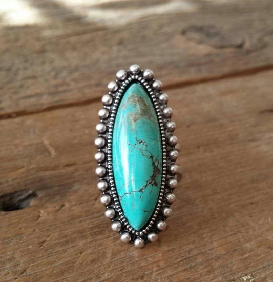 Anillo de Acero Inoxidable con Piedra Turquesa