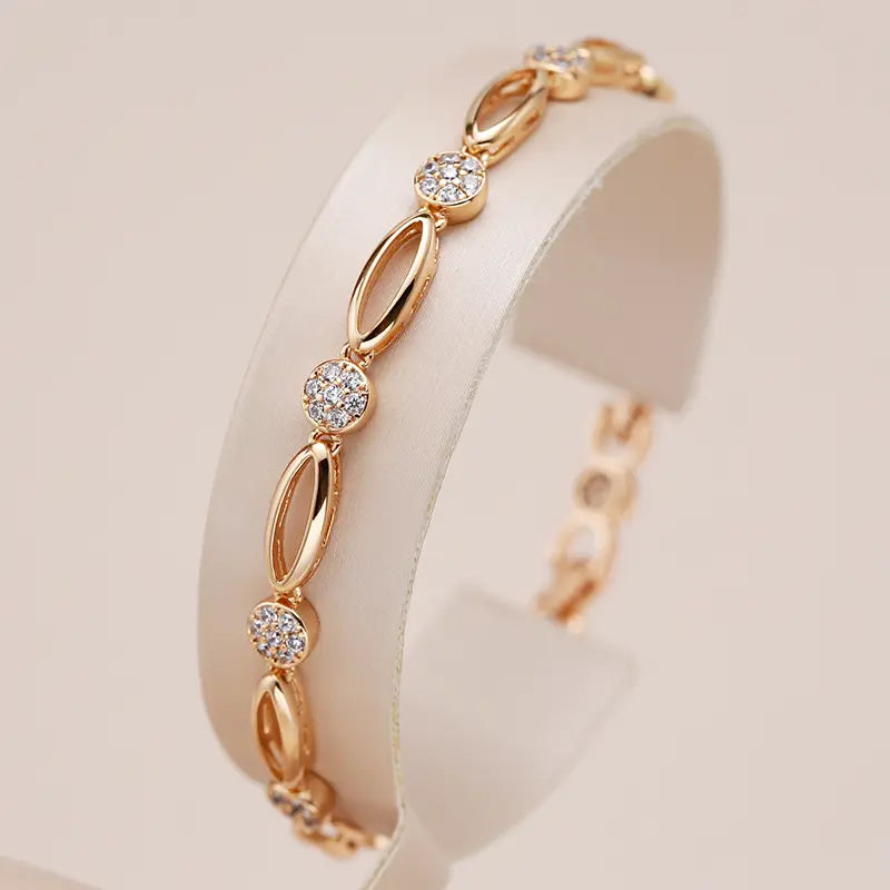 Pulsera exclusiva con circonitas brillantes y eslabones ovalados