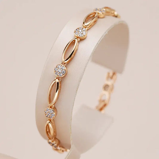Pulsera exclusiva con circonitas brillantes y eslabones ovalados