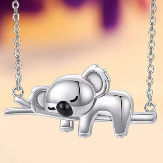 Lindo collar con colgante de koala con cadena para mujer