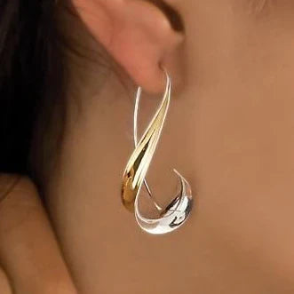 Elegantes pendientes colgantes vintage con diseño bicolor
