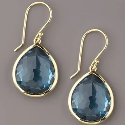 Pendientes de mujer elegantes con cristales en forma de lágrima azules