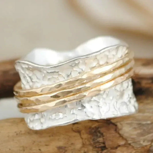 Anillo Giratorio Vintage de Acero Inoxidable