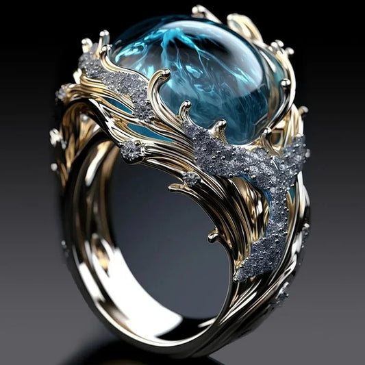 Anillo Vintage Dorado con Piedra de Luna – Elegancia Atemporal