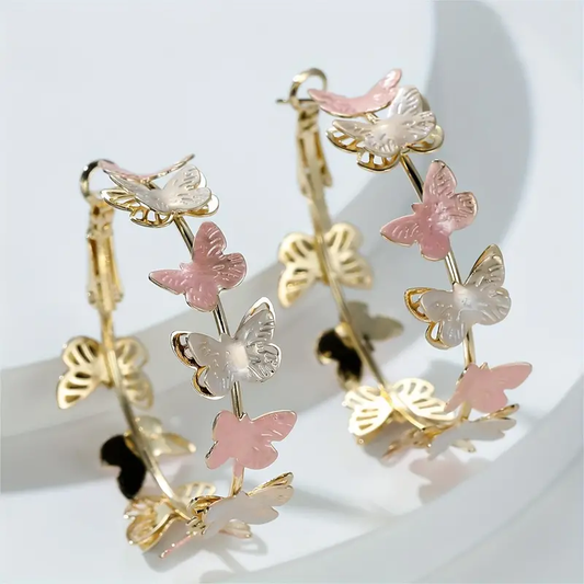 Pendientes de aro de mariposa con colores pastel para la primavera
