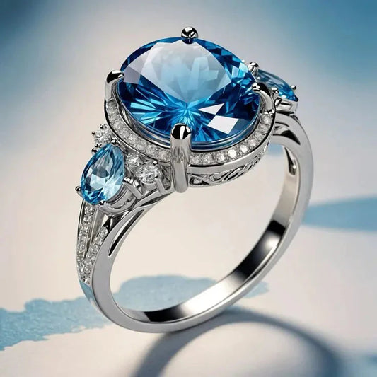 Anillo Vintage de Plata con Piedra Azul Topacio