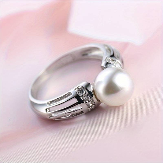 Anillo corona vintage con perlas