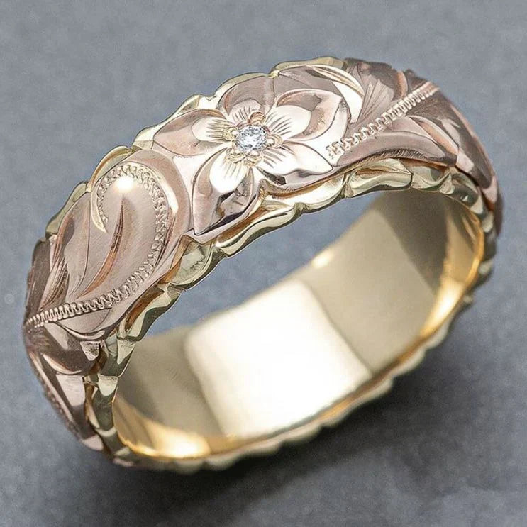 Anillo de flores de oro rosa vintage
