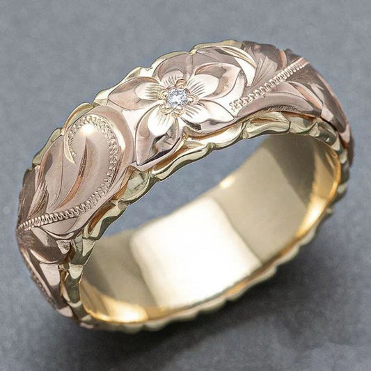 Anillo de flores de oro rosa vintage