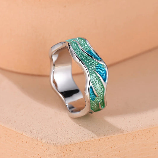 Anillo Esmaltado Ola del Océano