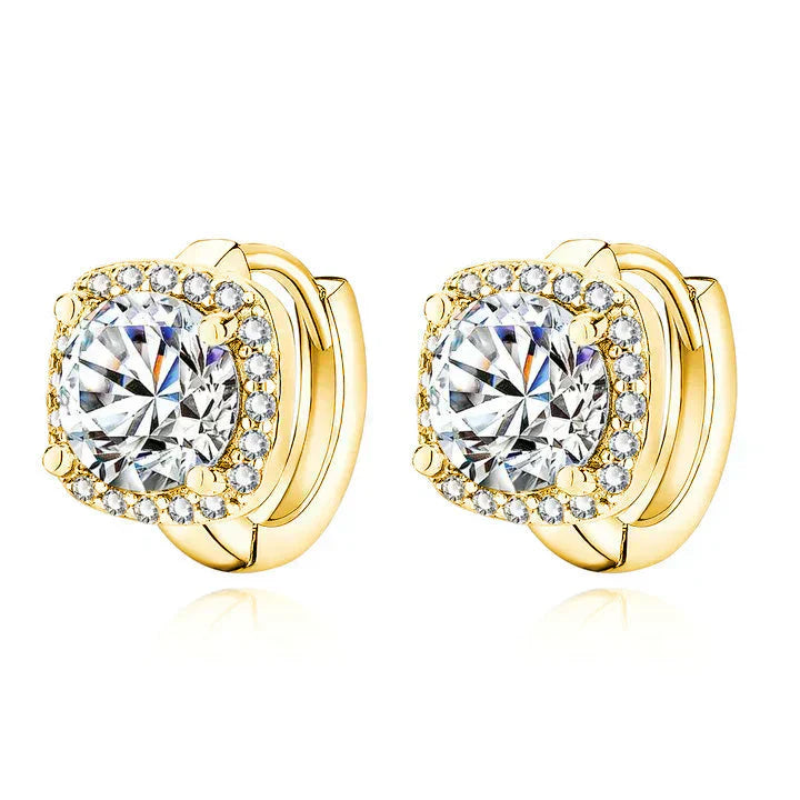 Pendientes Elegantes de Circonitas con Diseño de Halo