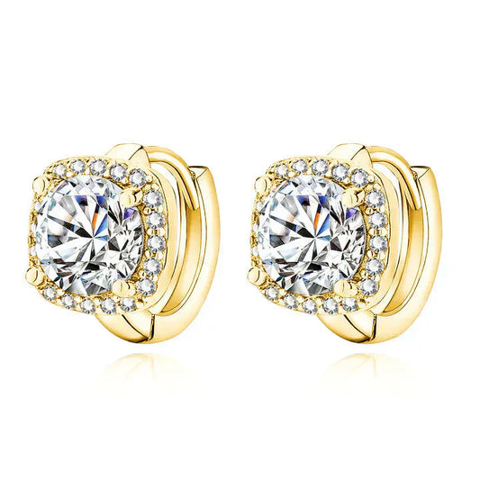 Pendientes Elegantes de Circonitas con Diseño de Halo
