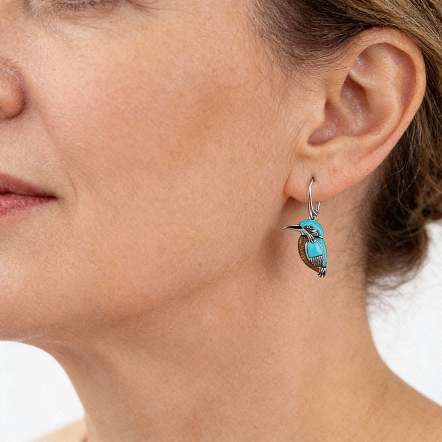 Pendientes pájaro azul turquesa con motivo animal y diseño elegante
