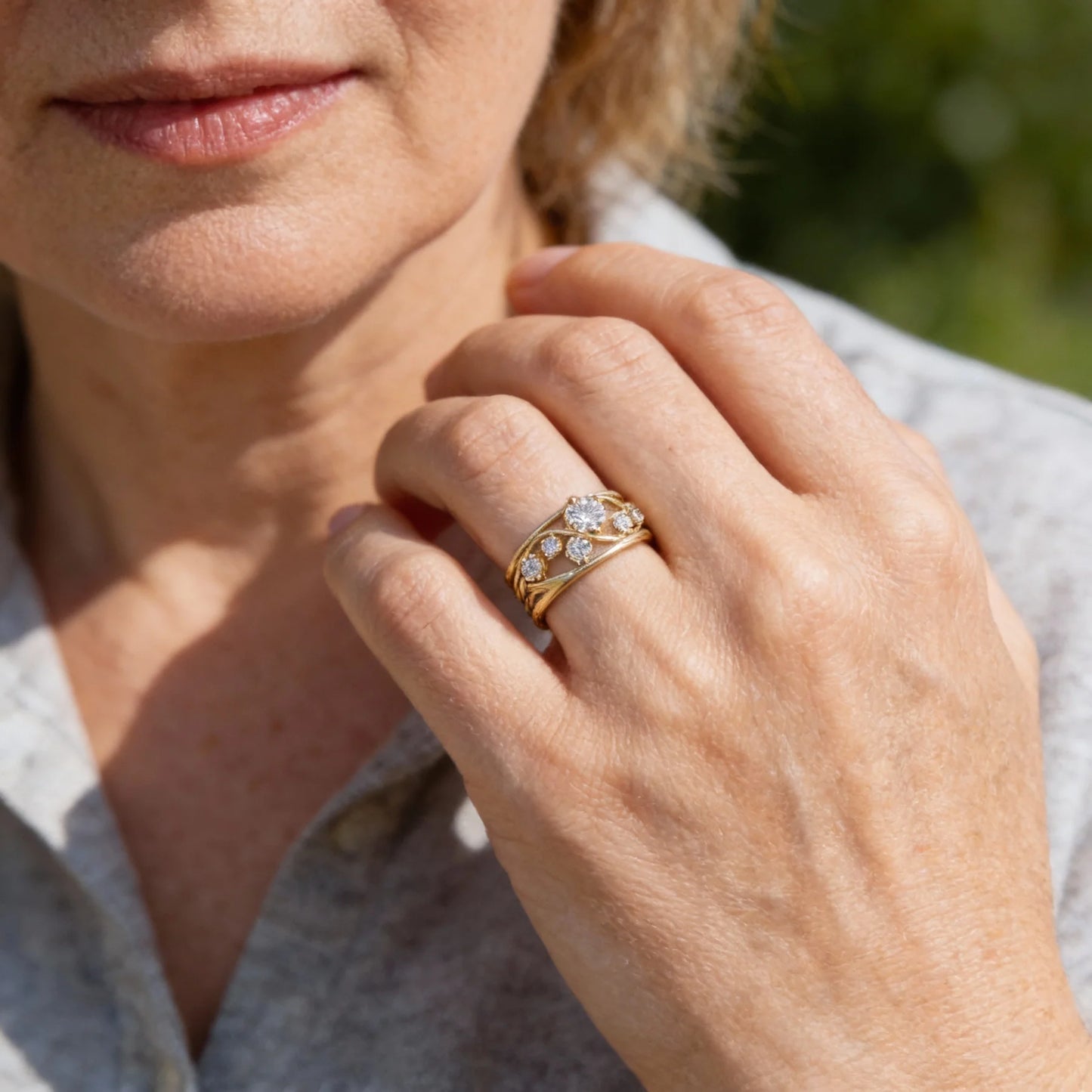 Anillo Chapado en Oro con Circonia Cúbica