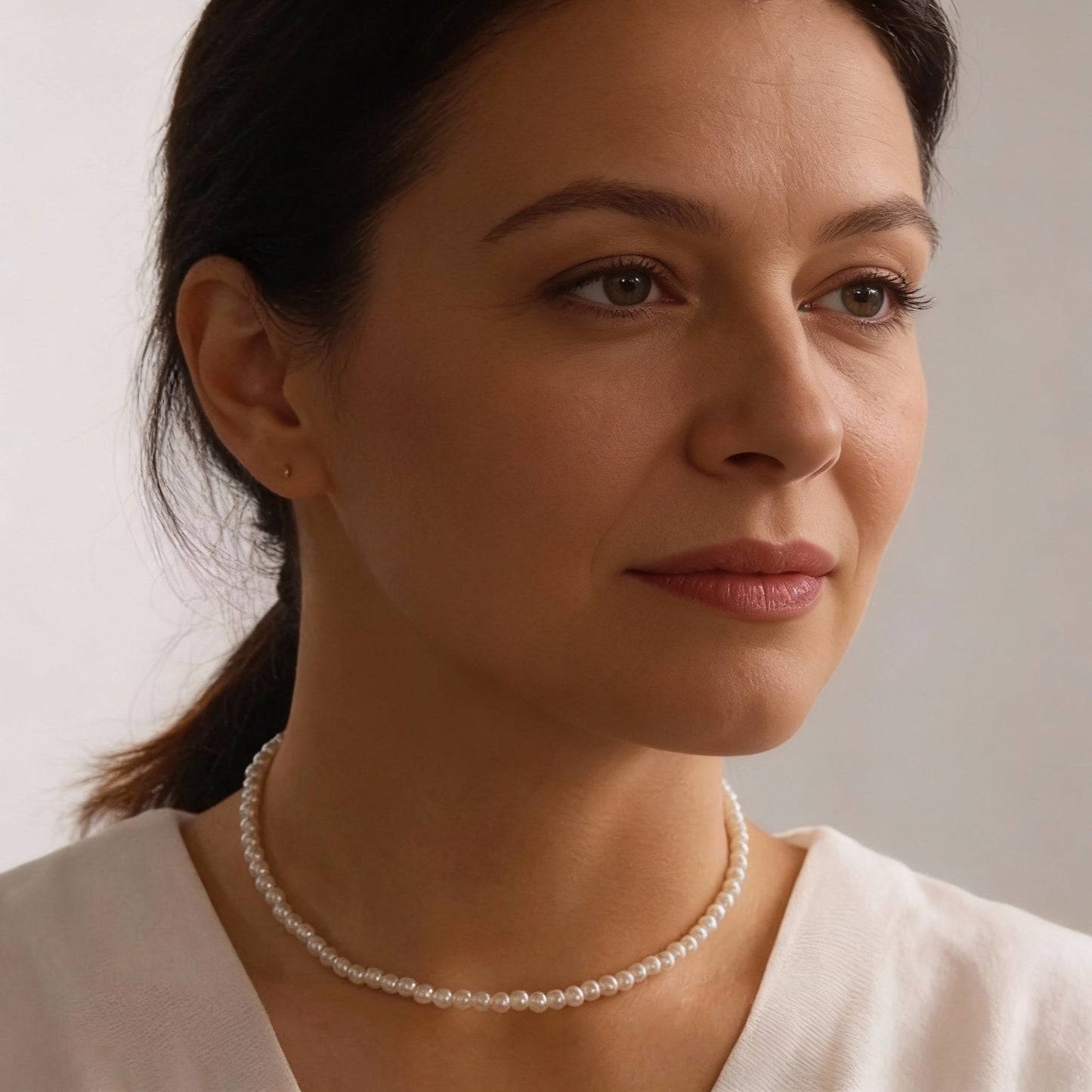 Elegante collar de perlas para mujer, estilo clásico gargantilla
