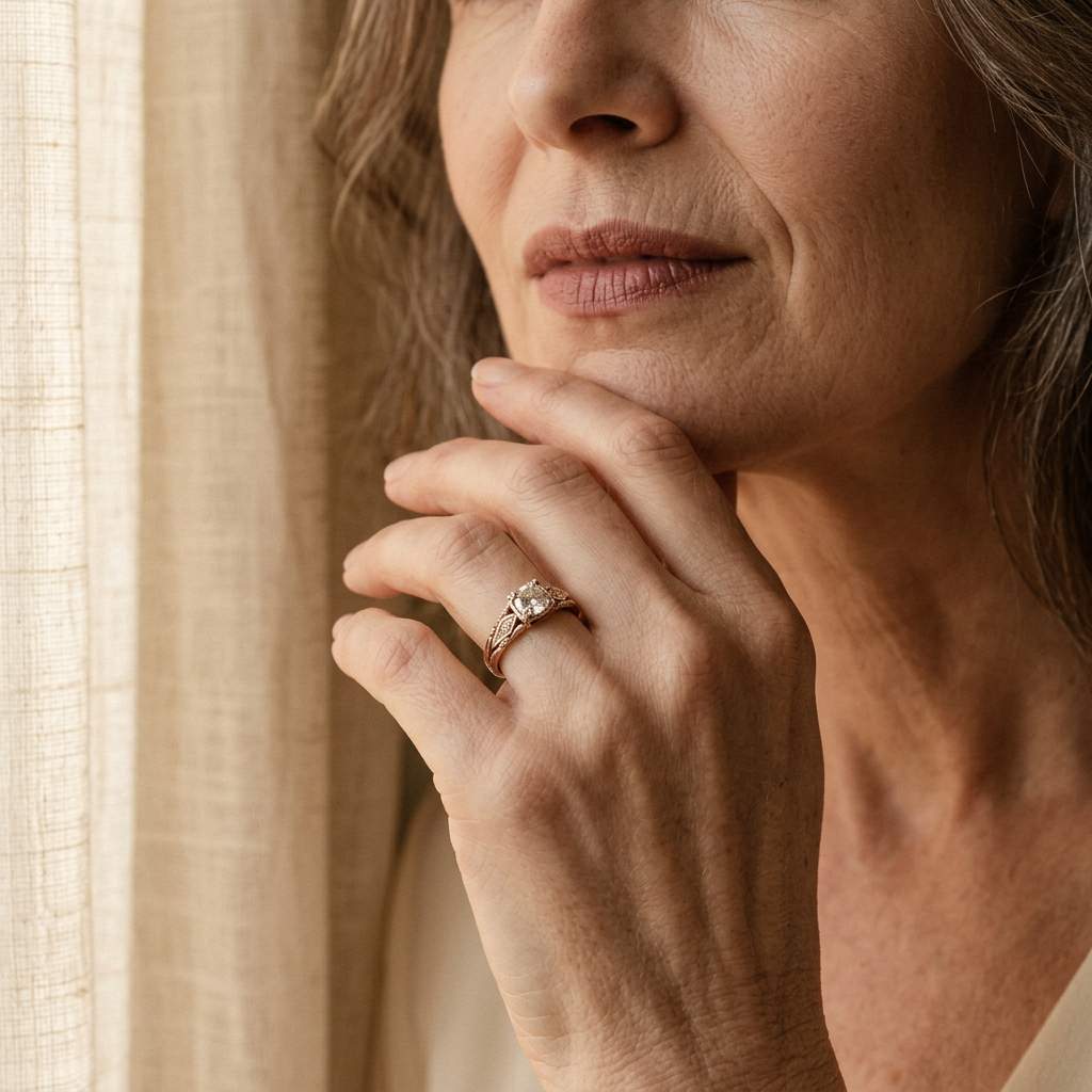 Elegante anillo solitario con circonitas