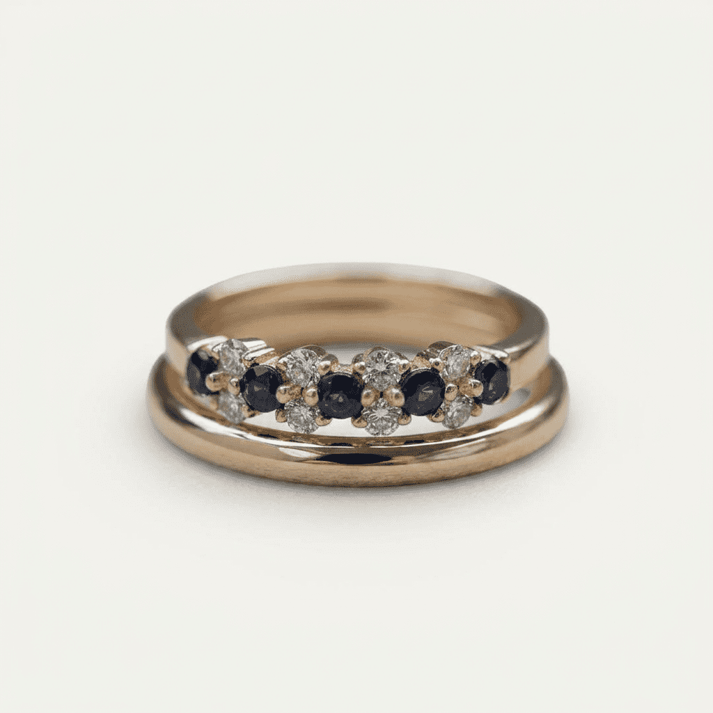 Anillo hecho a mano con zafiro y cristal