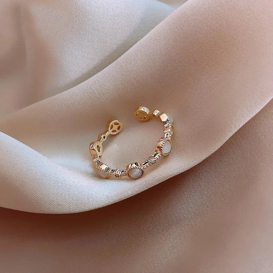 Anillo Ajustable de Acero Inoxidable con Piedra Ópalo