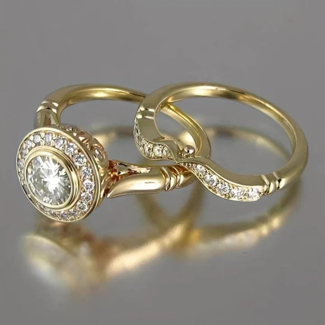 Conjunto de Anillos Vintage en Oro con Diamantes