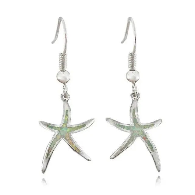 Hermosos pendientes de estrella de mar de ópalo para amantes de la playa