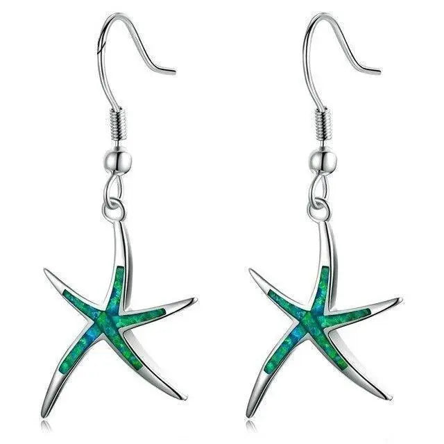 Hermosos pendientes de estrella de mar de ópalo para amantes de la playa