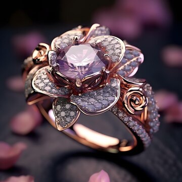 Anillo vintage con piedra azul — Diseño floral